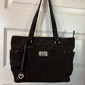 Black Tote Bag with Heart Charm